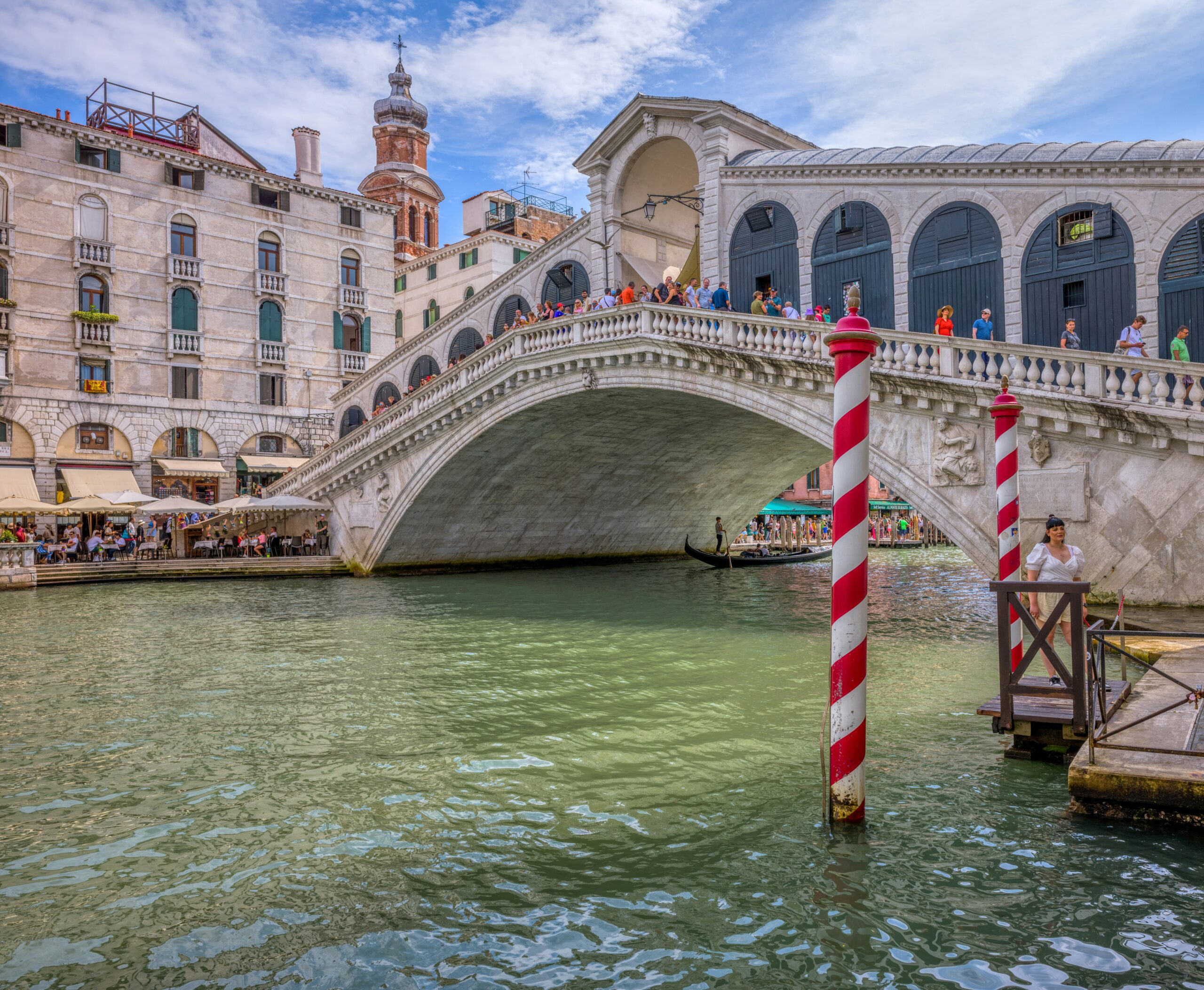 The historic Rialto Bridge and market, the bustling commercial heart of Venice