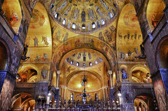 Golden mosaics of St. Mark’s Basilica, one of Venice’s most breathtaking sights